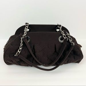 Vera Bradley Brown Microfiber Bag With Chain Shoulder Strap Accents